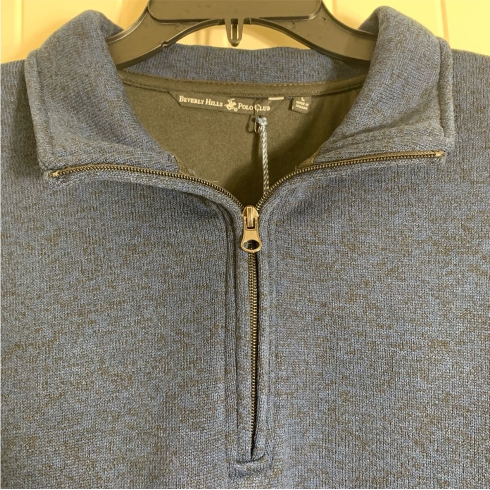 Beverly Hills Polo Club Men’s Heathered Blue Zip-Up Sweater